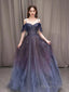 Off The Shoulder Blue Purple Ombre Tulle Prom Dress Blue Purple Ombre Prom Graduation Dress
