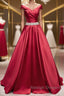 Off the Shoulder Burgundy Long Prom Dress Off Shoulder Wine Red Prom Dress