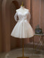Off the Shoulder Champagne Tulle Prom Dress, Short Formal Homecoming Dress