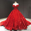 Off The Shoulder Court Train Sequined Luxurious Ball Gowns
