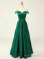 Off the Shoulder Green Long Prom Dresses, Off Shoulder Green Long Formal Prom Dresses