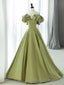 Off the Shoulder Green Satin Long Prom Dresses, Green Satin Long Formal Prom Dresses