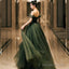 Off The Shoulder Green Tulle Prom Dress A Line Birthday Party Dress