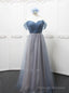 Off The Shoulder Grey Tulle Bridesmaid Dess