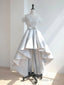 Off The Shoulder High Low Gray Lace Prom Dress High Low Gray Lace Prom Homecoming Dress
