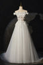 Off the Shoulder Ivory Lace Floral Long Prom Dresses, Off Shoulder Ivory Lace Floral Long Formal Prom Dresses