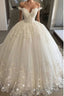 Off the shoulder Lace Ball Gowns Tulle Prom Bridal Gowns