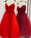 Off The Shoulder Polka Dot Tulle Midi Prom Corset Dresses