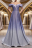 Off the Shoulder Purple Ombre Long Prom Dress Off the Shoulder Purple Prom Dresses with Corset Back