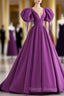 Off The Shoulder Purple Satin Long Prom Dress Purple Off Shoulder Long Prom Dress
