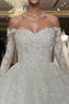 Off The Shoulder Royal Train Lace Wedding Dresses Ball Gown