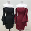 Off The Shoulder Satin Sheath Homecoming Dress With Puffy Sleeves