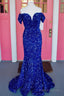 Off The Shoulder Sequins Prom Dress Mermaid Long Prom Dress
