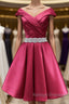 Off the Shoulder Short Burgundy Prom Dress Short Wine Red Prom Graduation Homecoming Dress