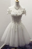 Off-The-Shoulder Short Ivory Tulle Homecoming Dresses With Appliques