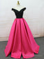 Off The Shoulder V Neck Backless Satin Prom Dress