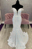 Off The Shoulder White Iridescent Sequin Prom Dresses Long Mermaid Prom Dresses