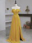 Off The Shoulder Yellow Chiffon Long Prom Dress Yellow Long Prom Bridesmaid Dress
