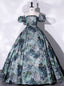 Oil Paint Strapless Quinceanera Dress Detachable Sleeve