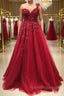 One Shoulder 3D Floral Burgundy Lace Long Prom Dresses Burgundy Lace Appliques Prom Graduation Prom Dresses