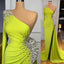 One Shoulder Mermaid Prom Dress Arabic Glitter Beaded Side Split Prom Gown Satin Custom Women Prom Dresses