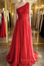 One Shoulder Open Back Red Long Prom Dresses Backless Red Prom Dresses Red Prom Dresses