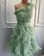 One Shoulder Organza Tiered Homecoming Dress