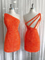 One Shoulder Short Orange Prom Dress One Shoulder Short Orange Prom Graduation Dress