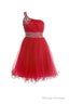One Shoulder Short Prom Dress Homecoming Dresses With Beading