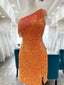One Shoulder Short Tight Orange Blue Prom Dress One Shoulder Short Prom Homecoming Dress
