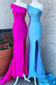One Shoulder Side Slit Mermaid Long Prom Dresses
