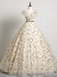 Online Store Champagne Ball Gowns Tulle Sequins V Neck Quinceanera Dress