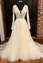 Open Back A-Line Tulle/Lace Wedding Dresses With Long Sleeves