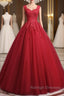 Open Back Red Lace Long Prom Dress, Red Lace Formal Evening Dress, Red Ball Gown