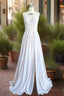 Open Back Spaghetti Straps Bridesmaid Dresses Thigh-Slit Slim-Fitting Long Gowns