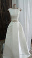 Open Back Wedding Dresses Embroidered Simple Modern Satin Prom Dresses Bow Belt