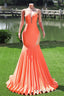 Orange Prom Dresses Sexy Mermaid Women Evening Dress Sleeveless Open Back