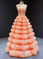 Orange Tulle Tiers V Neck Backless Beading Prom Dress