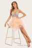 Peach Homecoming Dresses Straps V Neck Multi-Layer Beaded Prom Dresses