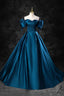 Peacock Blue Long Satin Prom Dresses, Peacock Blue Long Satin Formal Prom Dresses