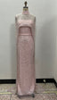 Pearl Pink Beading Prom Dresses Sweep Train High Neck Zipper Sleeveless Prom Dresses