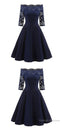 Perfect Navy Blue Homecoming Dresses Off The Shoulder Homecoming Dress