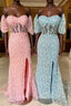 Pink 3D Floral Lace Sweetheart Mermaid Prom Dresses Long with Slit