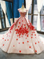Pink And White Ball Gowns Off The Shoulder Appliques Backless Sweet 16 Dresses