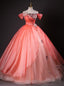 Pink Ball Gowns Sequins Tulle Quinceanera Dress