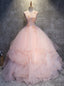 Pink Ball Gowns Tulle Appliques Beading Quinceanera Dress