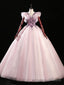 Pink Ball Gowns Tulle Sequins Beading Quinceanera Dress