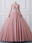 Pink Ball Gowns V Neck Sequins Quinceanera Dress