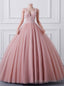 Pink Ball Gown V-neck Sequins Quinceanera Dress