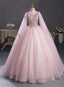 Pink Ball Gowns V-Neckline Floral Lace Sweet 16 Dresses Pink Ball Gowns Prom Dresses